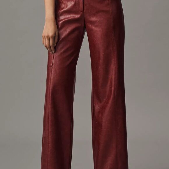 ❤️Elegant ANTHROPOLOGIE Faux Leather Wide-Leg Pants | sz.12 - Picture 9 of 9